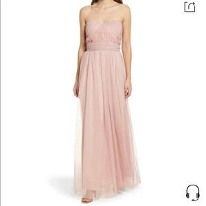 Birdy Grey Tulle Strapless Gown Rose Quartz Medium M
